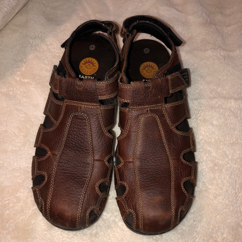 SIMON EARTH SPIRIT SZ 12 Brown Leather Sandals with adjustable Velcro Strap